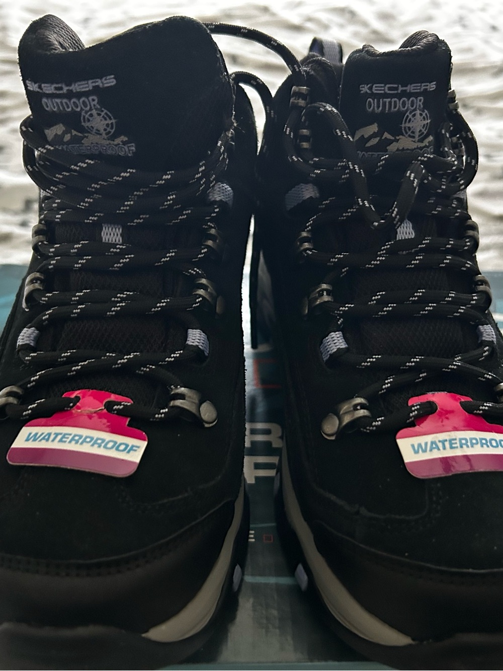 Skechers Black Outdoor Waterproof Hiking Boots with Gray Accents